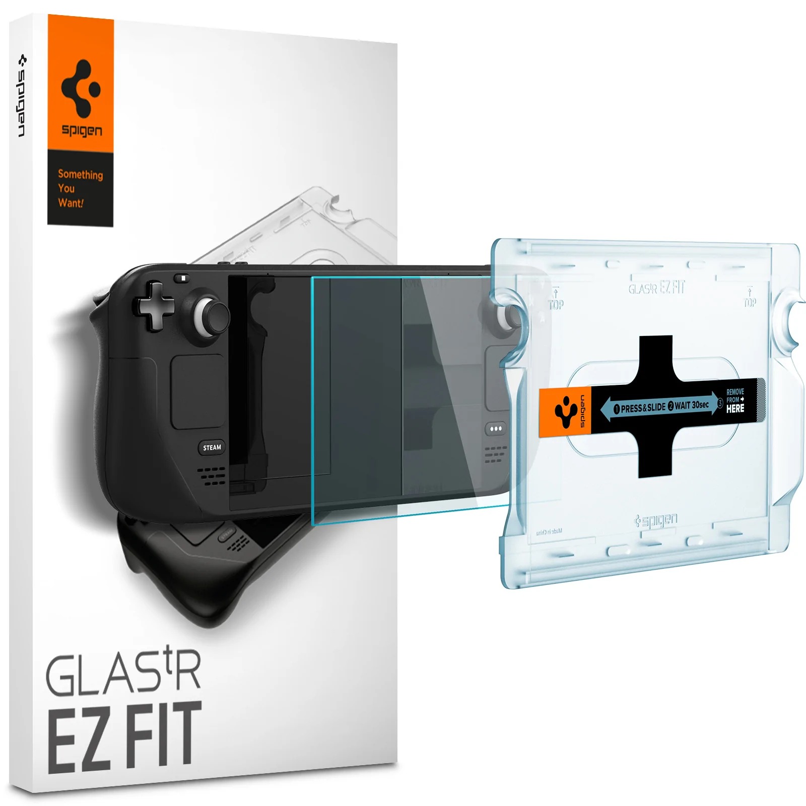 Szkło hartowane Spigen Glas.tr EZ Fit 1-Pack z ramką aplikacyjną dla Steam Deck